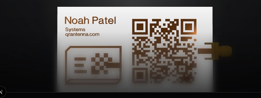 Static screenshot of a white QR antenna card 3D model